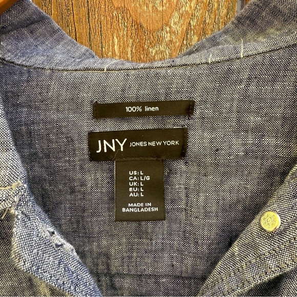 JNY Women's Blue Linen Button Up Jacket Top Size Large - Picture 2 of 12